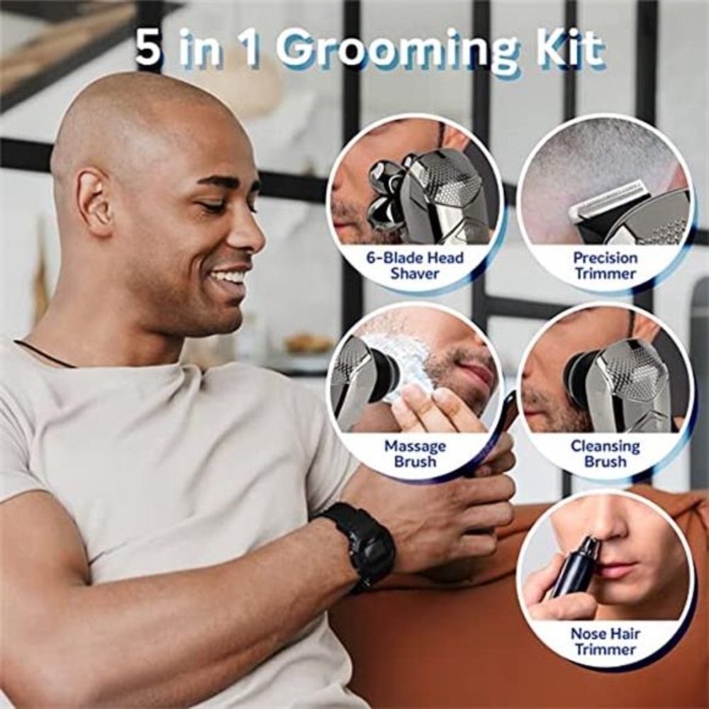 5-in-1 Men's Grooming Kit Waterproof and Rechargeable Electric Shavers - Picture 2 of 7